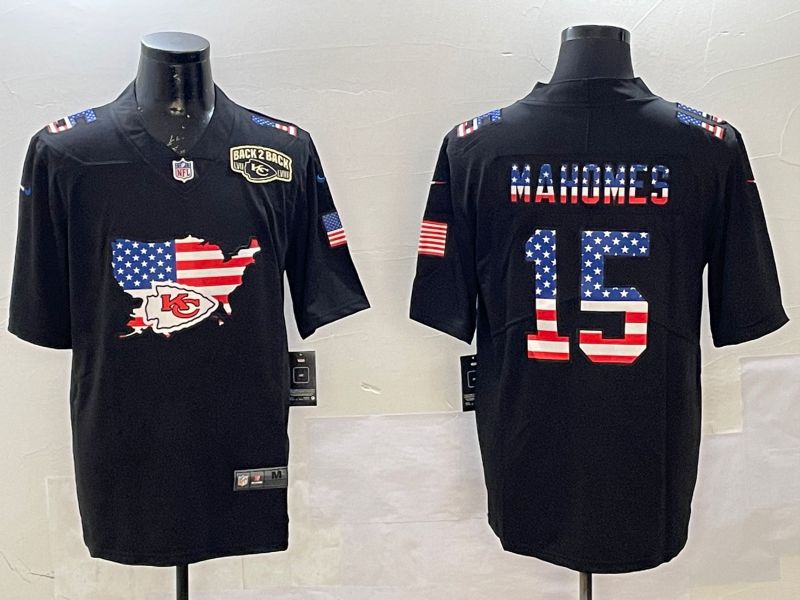 Men Kansas City Chiefs #15 Mahomes Black national flag 2025 Nike Vapor Limited NFL Jersey style 5->kansas city chiefs->NFL Jersey